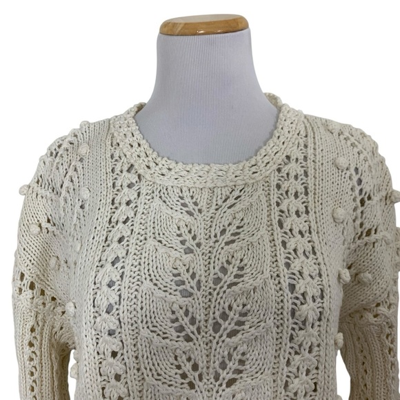 Vtg Chaus Longline Cable Knit Hobnail Sweater Womens M Ramie Cotton Cottage - Picture 3 of 17